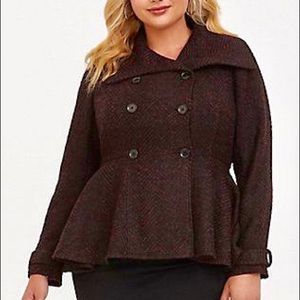 Torrid Burgundy Marled Fit & Flare coat pinup